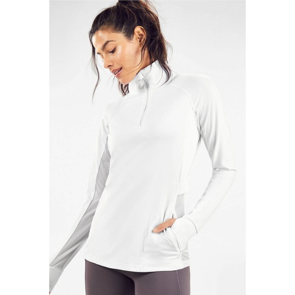 Fabletics Tops - Fabletics Rosalia Performance Long-Sleeve Top Size Medium White Gym Workout